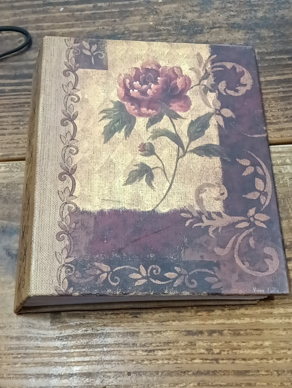 Sheffield Home Burgundy, Gold & Cream Floral Canvas Photo Album